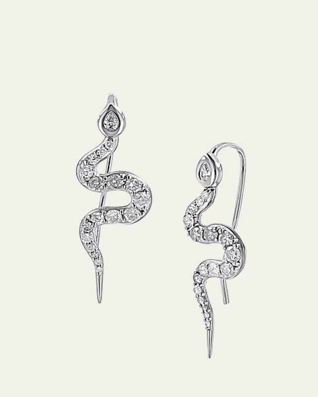 Silver Diamond Snake Earrings